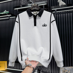 Mostarsea~男士高端刺绣翻领卫衣秋季新款长袖polo衫潮牌轻奢上衣