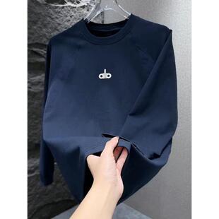 Mostarsea~秋季薄款圆领卫衣男潮牌高级感打底衫休闲时尚长袖上衣