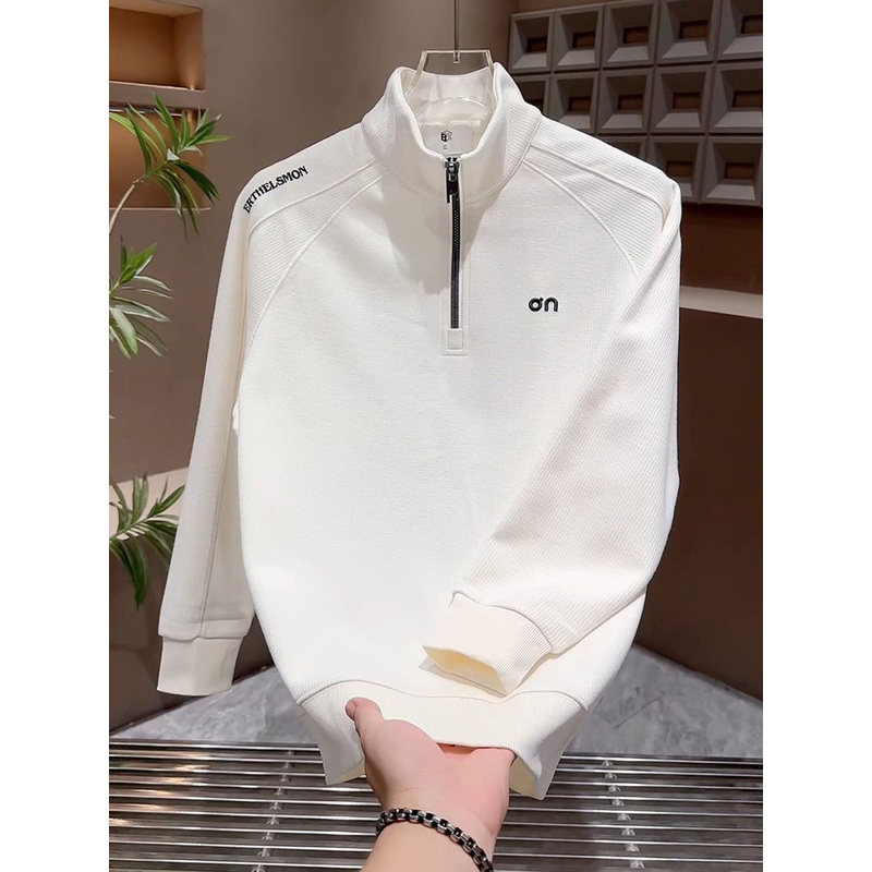 MAROLIO~简约高级感！秋季新款半拉链卫衣男潮牌宽松立领长袖T恤