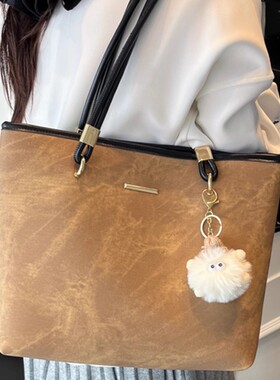 MK DA女包2025新款简约复古大容量手提包百搭时尚通勤单肩托特包