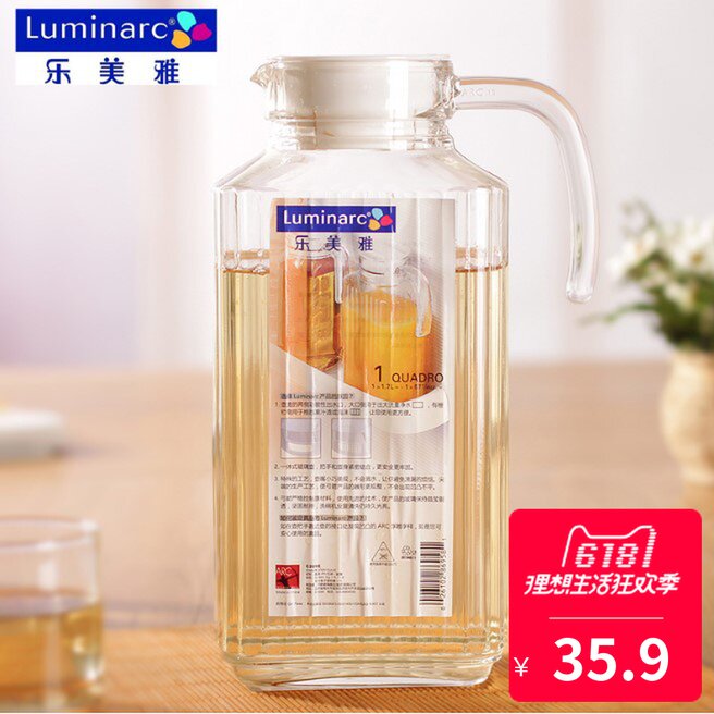 乐美雅冷水壶 玻璃 耐高温 家用大容量1.7L防爆无铅冷水壶 果汁壶在类目 餐饮具, 杯子/水杯/水壶, 冷水壶中 - 来自Buy2taobao.com提供专业的淘宝代购服务