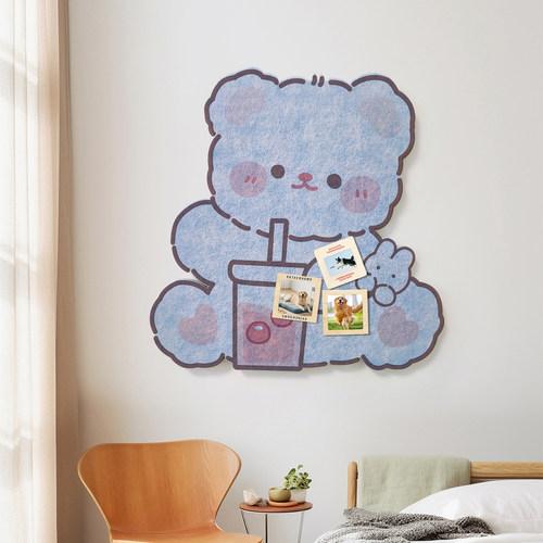 毛毡墙贴卡通小熊照片墙展示板墙面装饰免打孔相册墙拍立得留言板