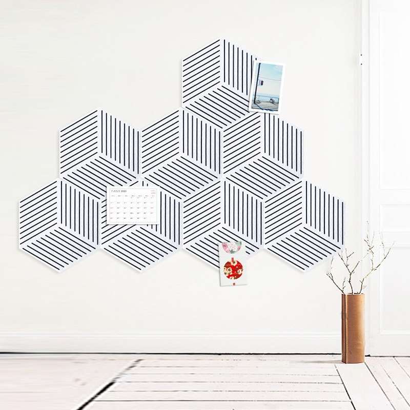 六边形毛毡软木板幼儿园作品展示板彩色背胶留言照片墙毛毡墙贴板