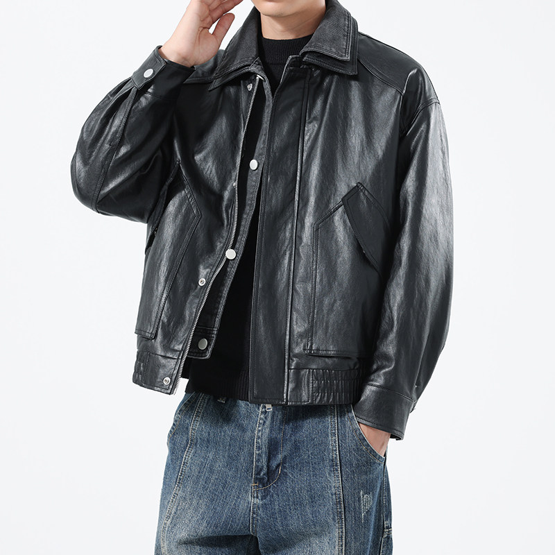 店主风模特冬季男士加绒加厚皮衣外套9918-P185,男装皮衣,电商D248