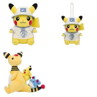 日版宝可梦中心东京湾限定休闲风格皮卡丘毛绒 电龙玛力露 挂件