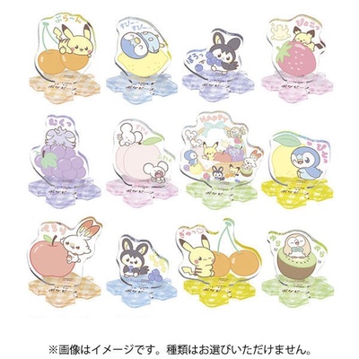TOMY宝可梦PokePeace系列多彩水果迷你亚克力立牌 波加曼 电飞鼠