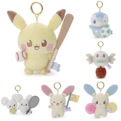 TOMY宝可梦PokePeace应援毛绒挂件 足球皮卡丘波加曼木木枭一对鼠