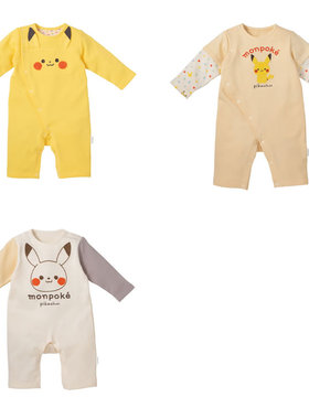 犬印本铺宝可梦monpoke母婴系列婴儿宝宝 皮卡丘连身裤 叠穿风格
