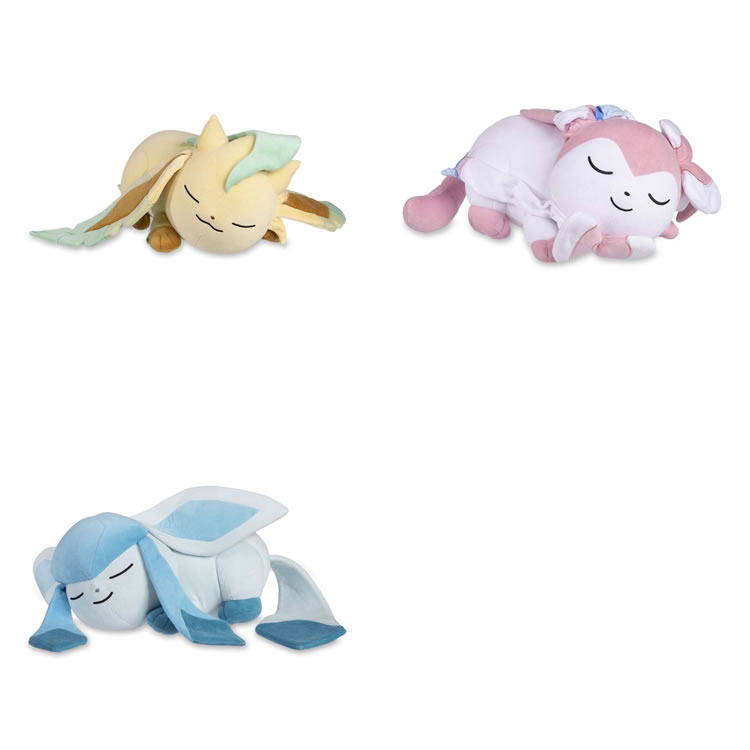 美版宝可梦中心叶伊布 仙子伊布 冰伊布 伊布家族睡眠毛绒