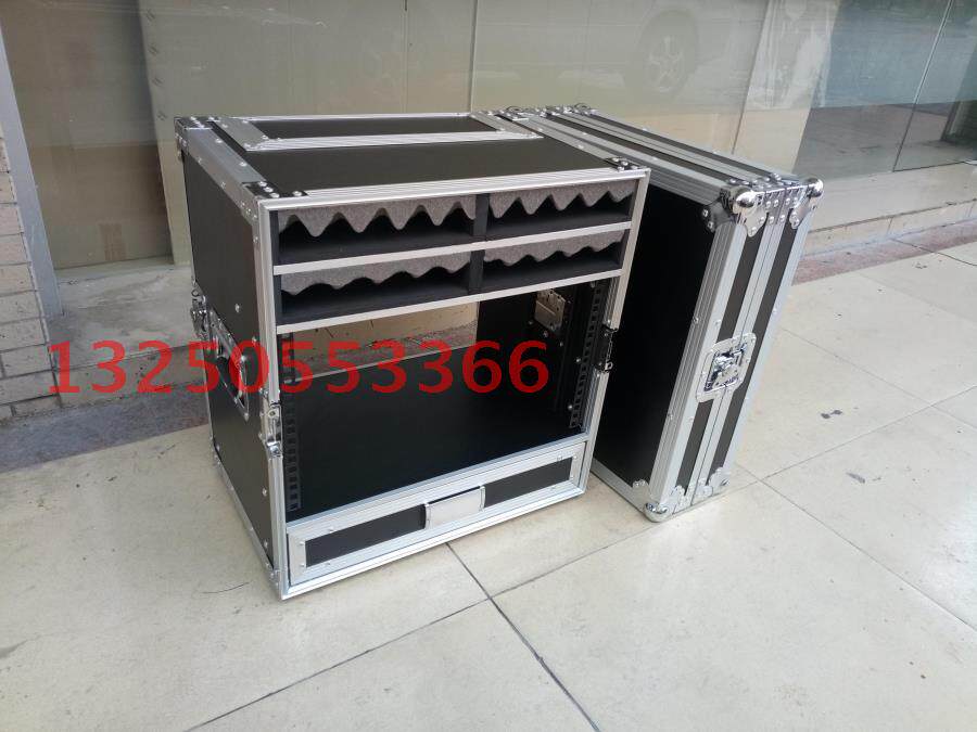 4格+6U带抽屉一拖二无线话筒箱/接收器箱/航空箱/航空机箱/咪头箱