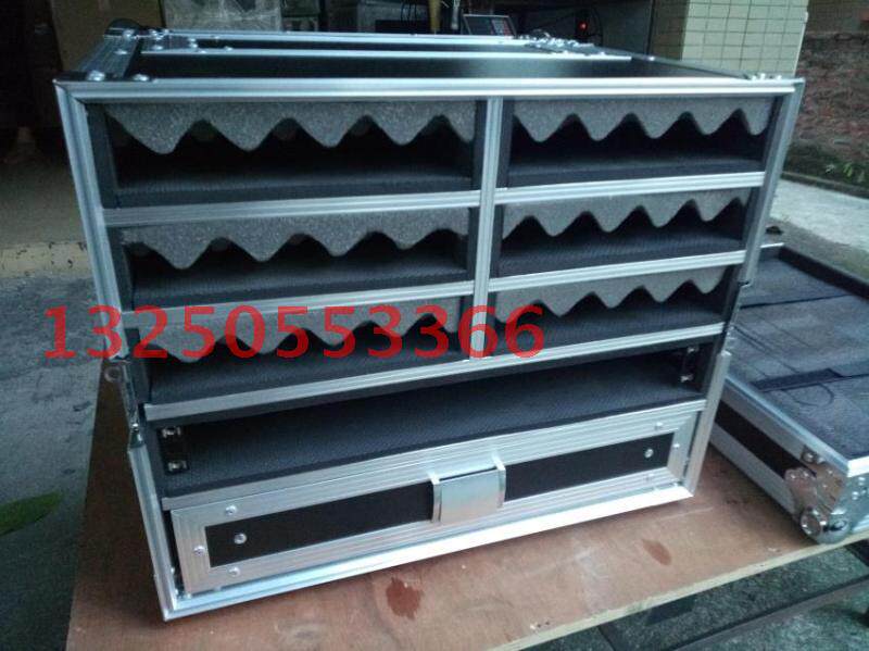 6格+1U+抽屉一拖二无线话筒箱/接收器箱/航空箱/航空机箱/咪头箱