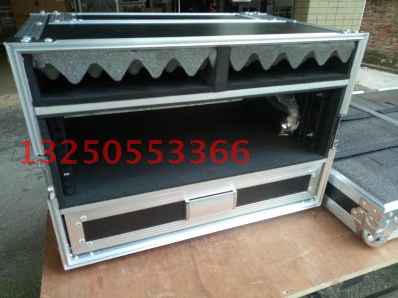 2格+3U+抽屉一拖二无线话筒箱/接收器箱/航空箱/航空机箱/咪头箱