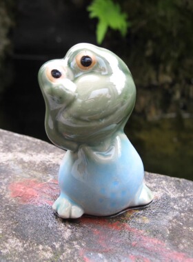 陶瓷青蛙田园假山鱼缸盆景摆件