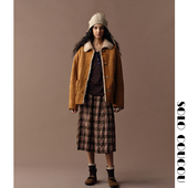 SoloCoucou索乐杨超越同款 双面穿麂皮绒绵羊毛翻领皮毛一体外套