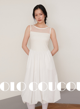 Solo Coucou索乐原创设计 BalletCore通透感拼纱云朵裙摆连衣裙