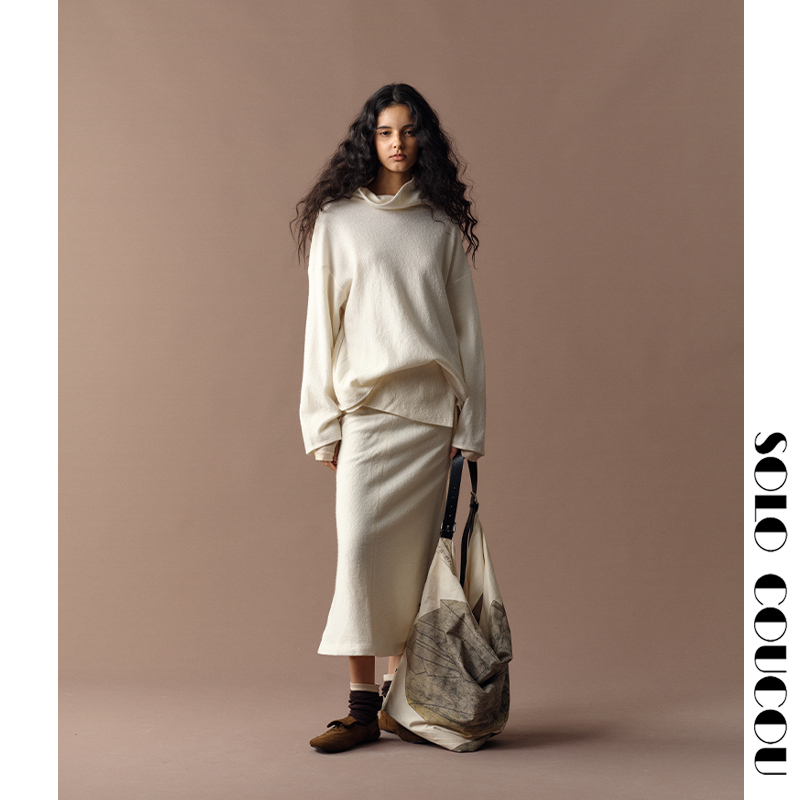 秋冬羊毛套头毛衣显瘦半裙套装