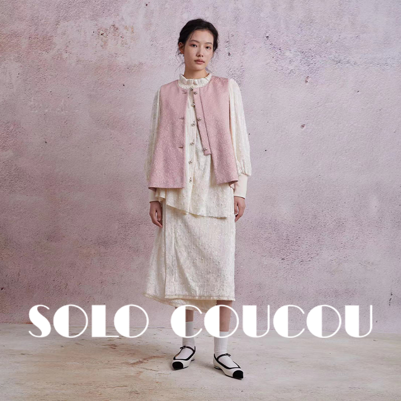 原创设计马甲进口面料新中式圆领