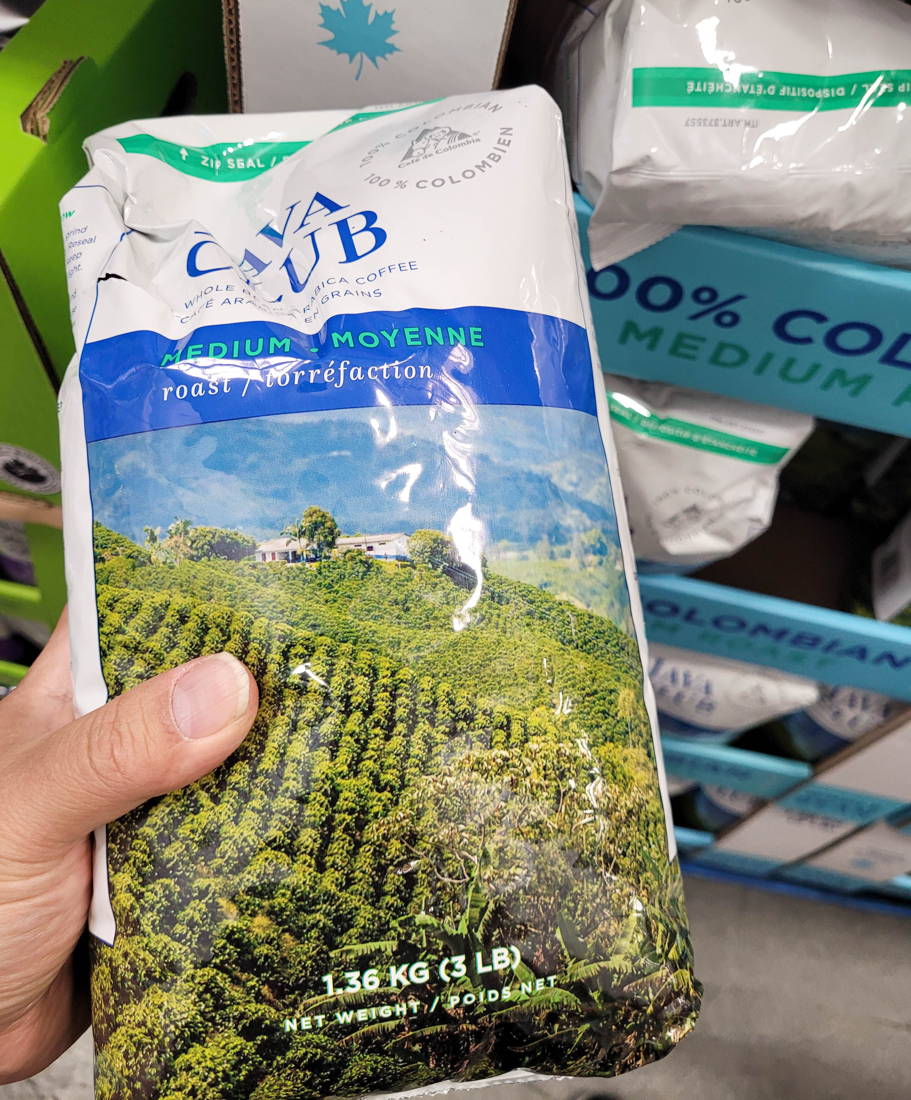 加拿大原装java club 100%哥伦比亚阿拉比卡中度烘焙咖啡豆1.36kg