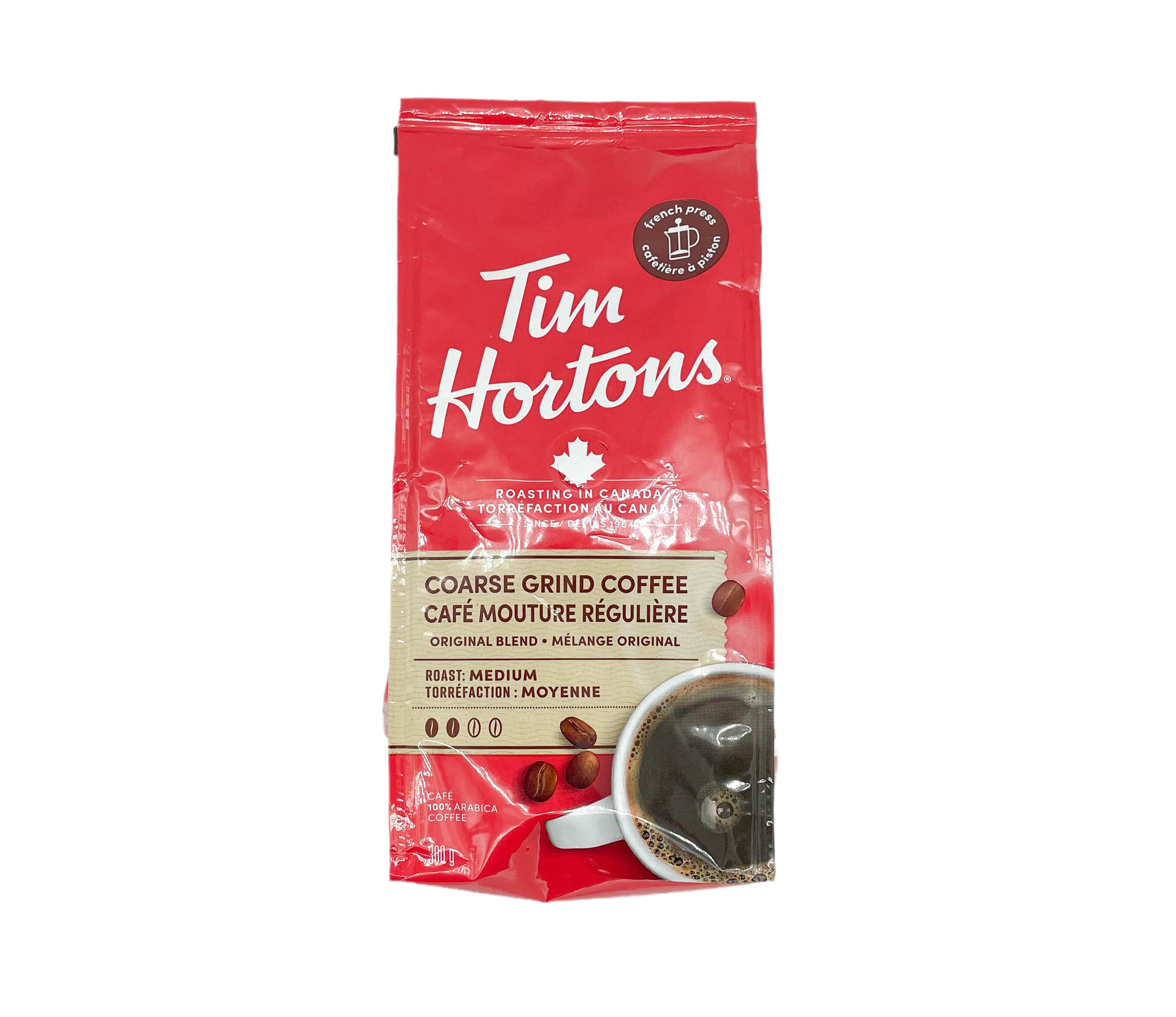 加拿大tims/tim hortons中度烘焙粗制研磨咖啡粉300g适合法压壶