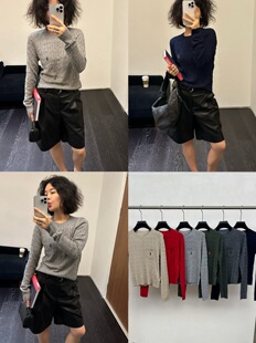 ONIVINTAGE欧尼麻花针织衫女装2025早秋羊毛圆领刺绣毛衣宽松套头