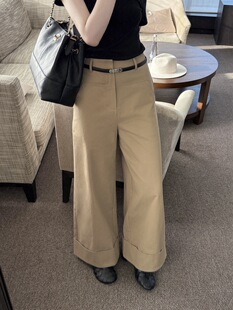 EASE宽松直筒裤极简2025早秋新款女装高腰显瘦阔腿裤女直筒休闲裤