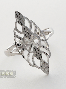 可调节戒指纯银秀气女镂空时尚