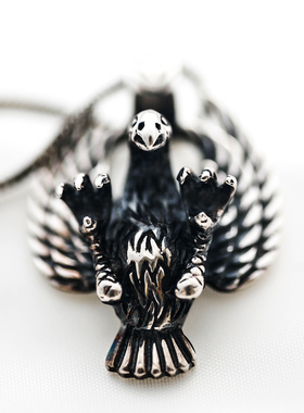 925纯银朋克风翅膀吊坠