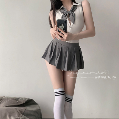 taobao agent Sexy pijama, mini-skirt, student pleated skirt, uniform, backless