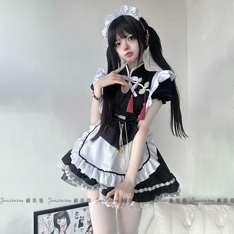 橘味喵：中华娘提花国风旗袍女仆装cos服Lolita连衣裙cosplay女装-封面