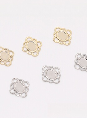 日本DIY饰品配件耳饰手工镂空方形4孔吊坠 8.5×9.5mm（4个）