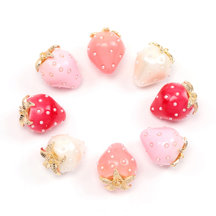 日本进口原创甜美粉红色系草莓吊坠 ins爆款 树脂DIY手工配件