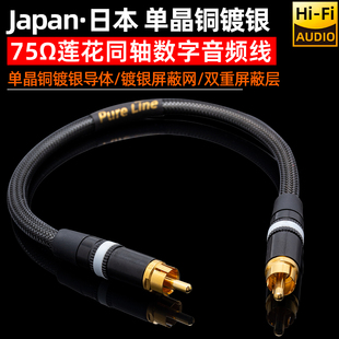 单晶铜镀银75Ω莲花同轴数学音频线COAX解码器SDPIF电视功放音箱