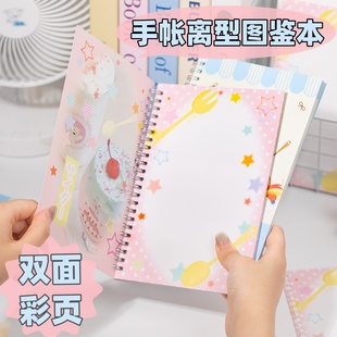 A5手帐离型图鉴本少女心日系双面彩页线圈手账胶带贴纸卷收纳册