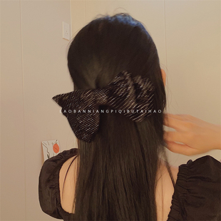 自带氛围感！超大波点蝴蝶结复古弹簧夹顶夹气质发卡发饰 7846