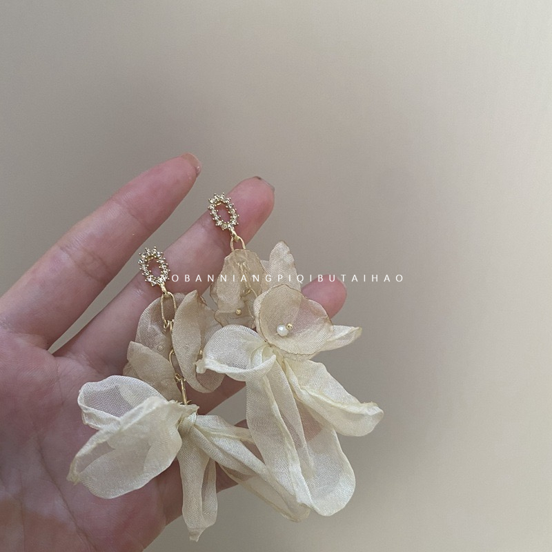 超仙花朵流苏三色蝴蝶结布艺韩国