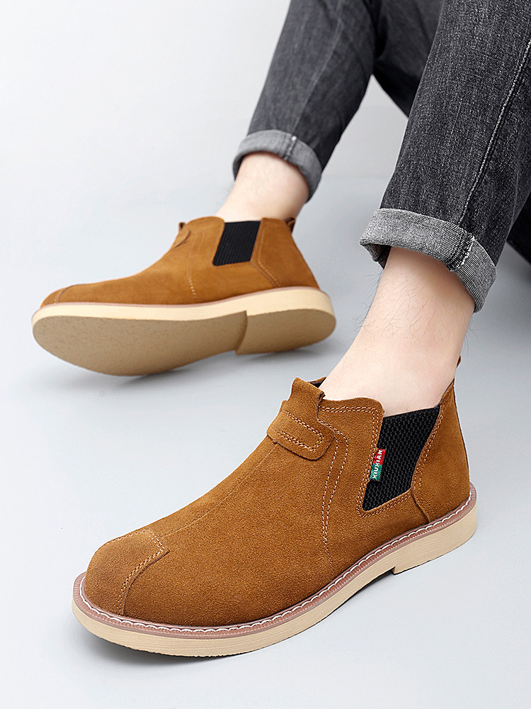 CHELSEA BOOTSMENS LEATHER MID-TOP MARTIN BOOTS AUTUMN|WINTER COTTON BOOTS SNOW BOOTS FLEECE BOOTIES 37 SMALL SIZE LARGE SIZE 48