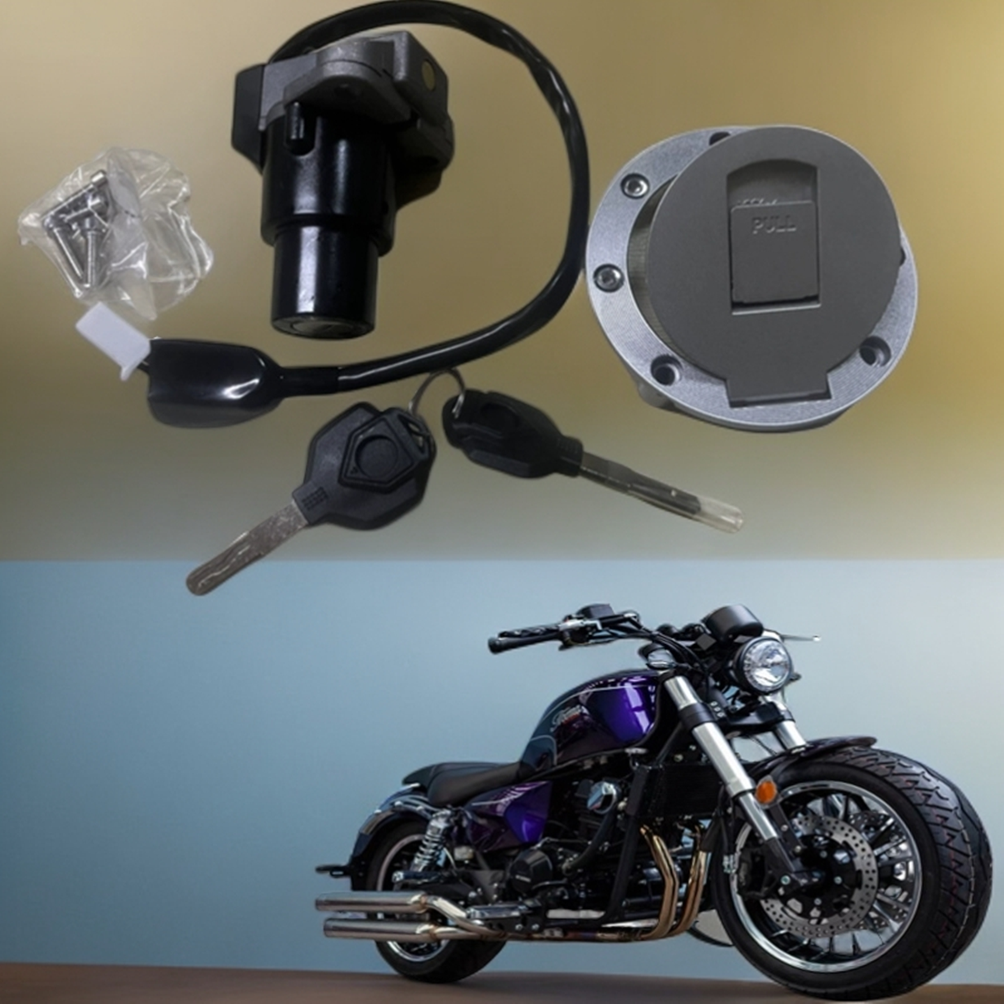 国威GW250-D复古摩托车套锁诺马机车台风太子点火电门锁钥匙油箱