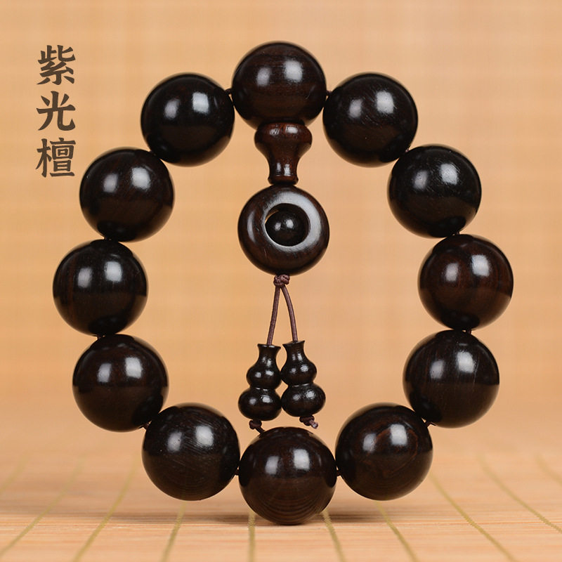紫光檀黑檀乌木黑紫檀佛珠文玩原木原色手串小饰品厂家批发