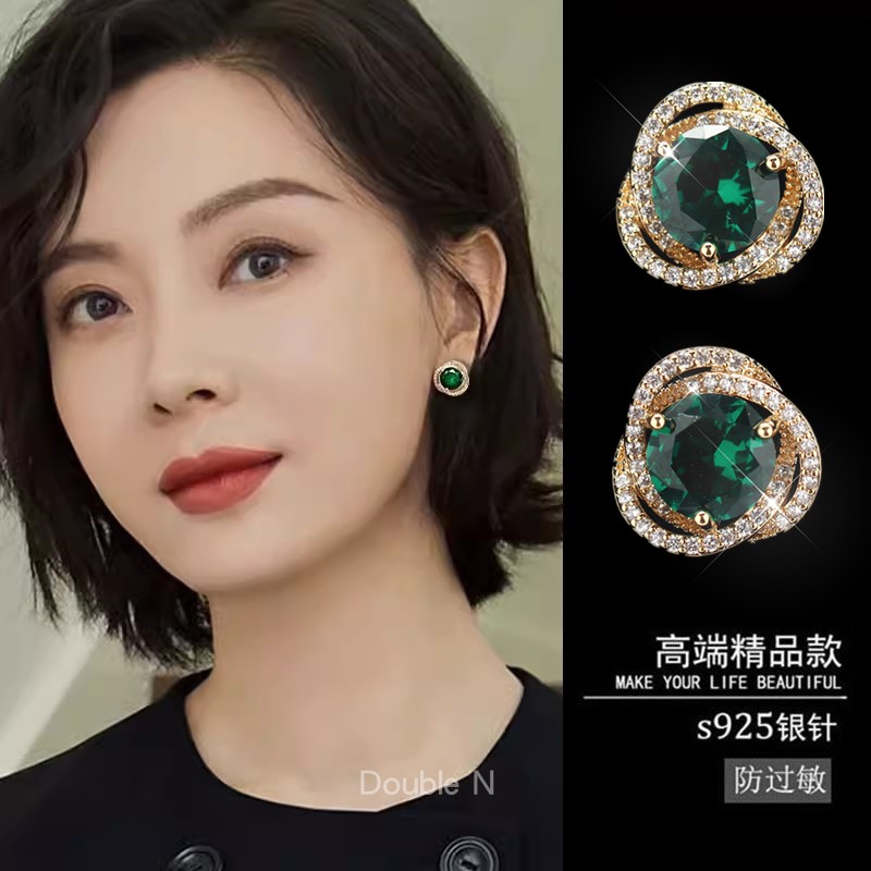 耳夹无耳洞女绿钻气质高级感轻奢