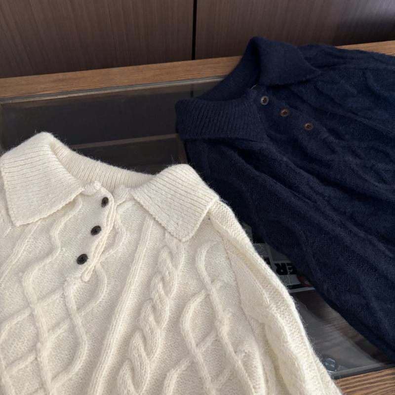 韩系麻花！2025秋冬新款简约polo翻领设计慵懒宽松显瘦毛衣开衫女