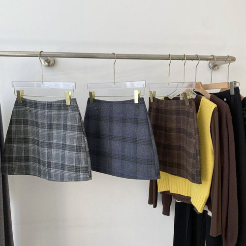 韩系学院风穿搭！2025秋款时尚复古撞色格纹设计百搭显瘦半身裙女