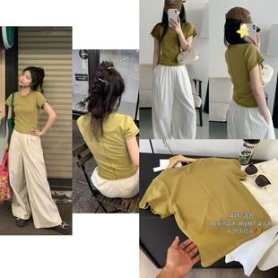 十三行品质高货！2025夏季新款洋气明线设计正肩显瘦短袖体恤女