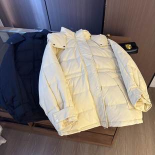 @加厚白鸭绒狠保暖！质感很棒~韩版极简文艺抽绳显瘦羽绒服外套女