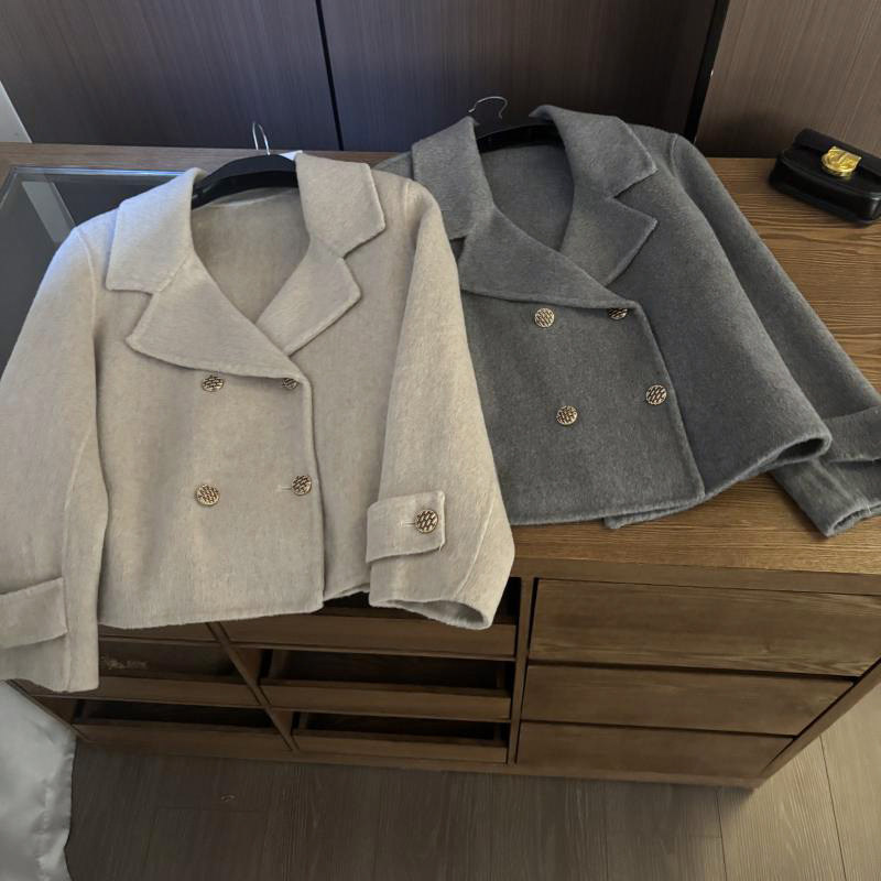 复古英伦风穿搭！2025秋冬新款气质休闲双排扣设计双面羊毛呢外套,女装/女士精品,毛呢外套,淘宝优惠券,粉丝福利购,淘宝优惠卷