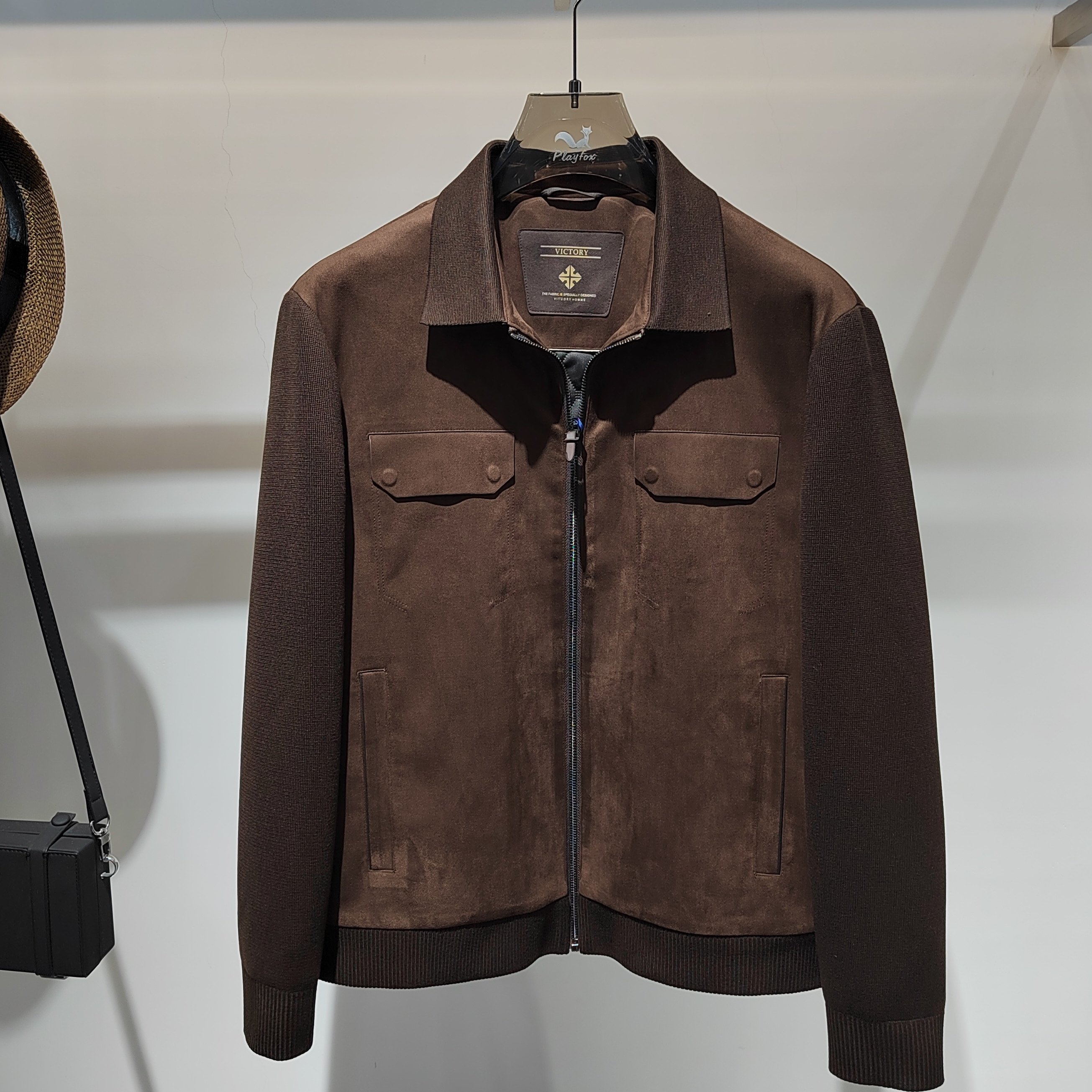 高端翻领仿鹿皮绒男士加厚夹克秋冬新品时尚韩版修身休闲外套男装