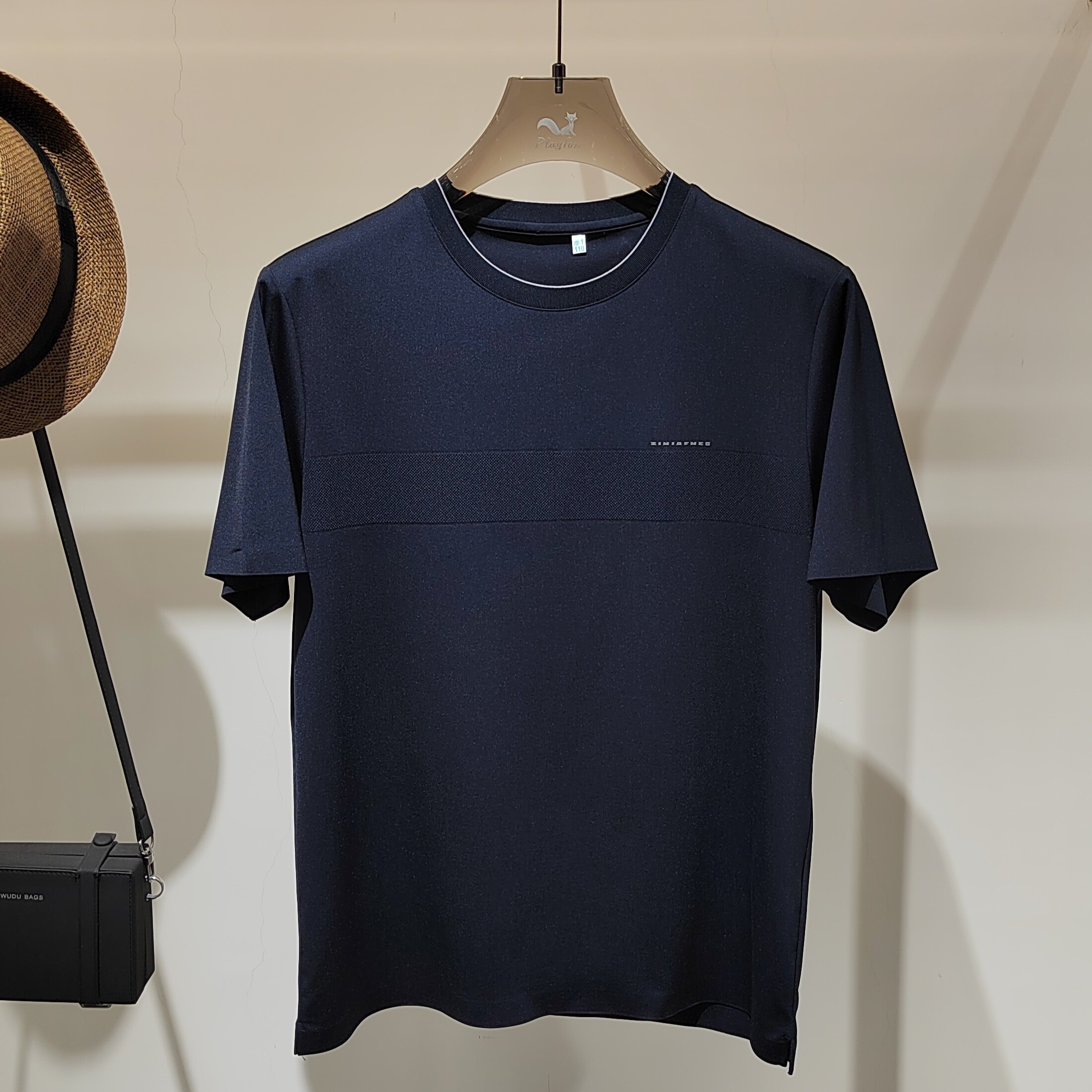 桑蚕丝短袖夏季男士休闲圆领短袖T恤时尚新品男装上衣打底衫中年