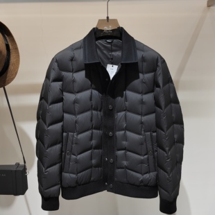 翻领男士羽绒服高品质压印翻领短款保暖羽绒服男冬季白鸭绒外套男