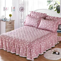 Bộ chăn ga gối hai bộ chăn ga gối gia đình Trung Quốc kiểu váy bé trai mới váy váy dày lưới đôi - Váy Petti váy giường đẹp	