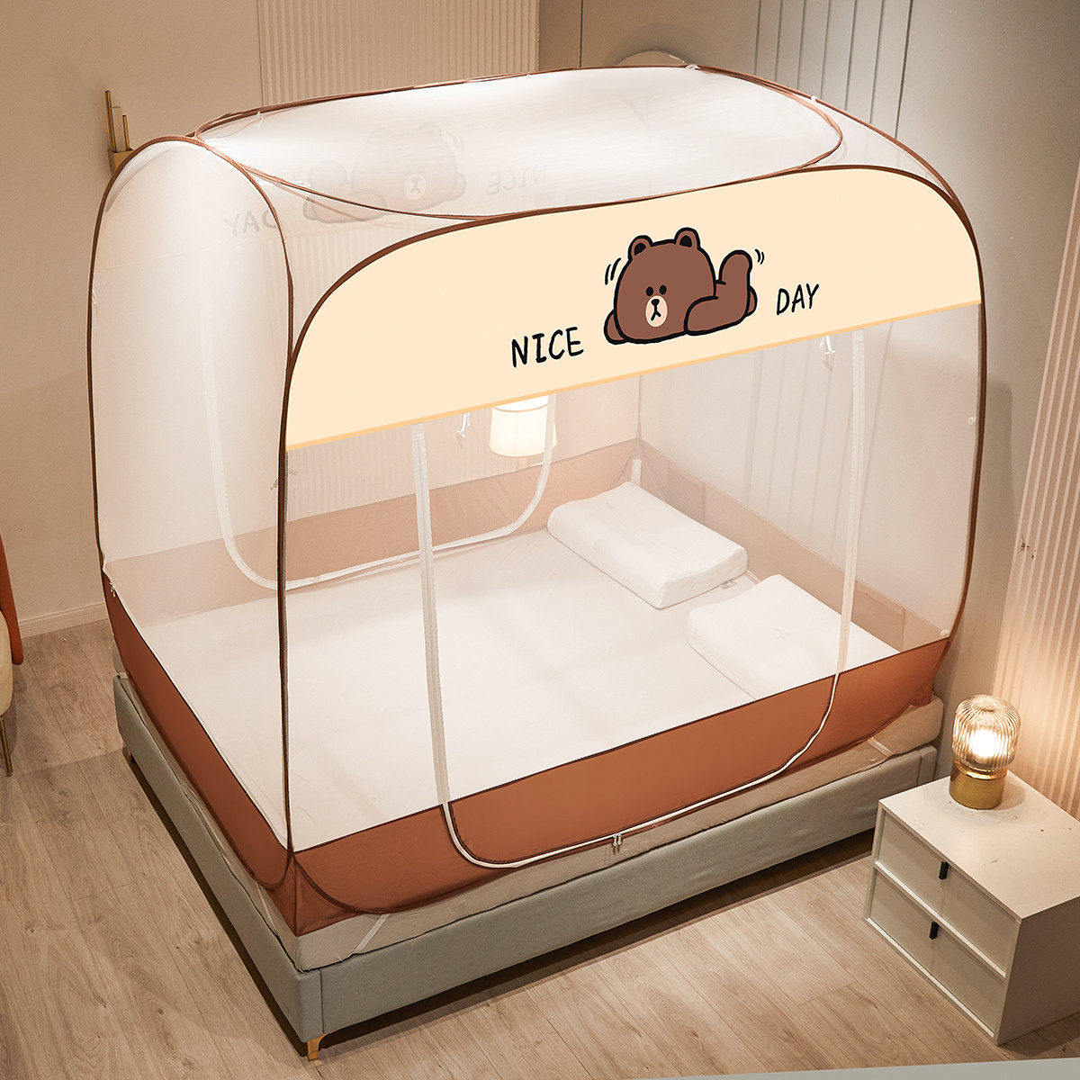 多喜爱正品 布朗熊可妮兔卡通蚊帐 双开门防蚊帐蒙古包儿童蚊帐