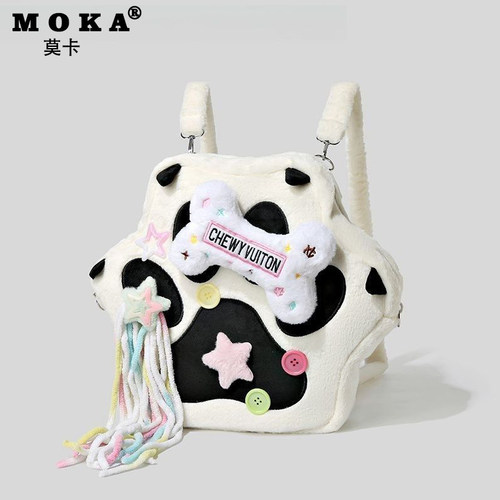 可爱毛绒猫爪双肩包2026夏季新款